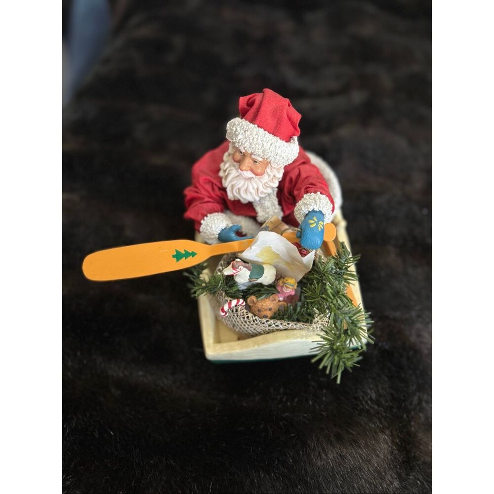 Kurt Adler  KSA  Making Waves Santa Christmas In Original Box Dogs Canoe